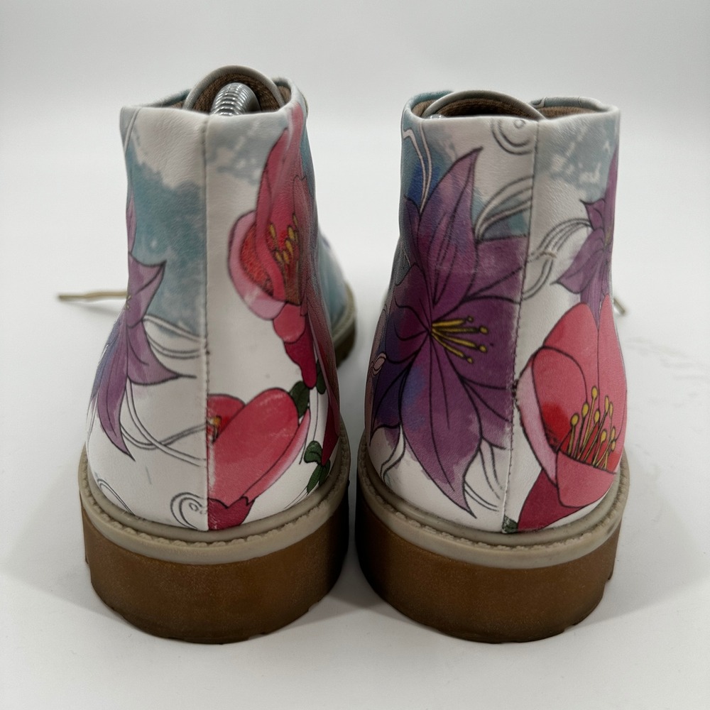 Mumka Floral Ankle Boots Watercolor Print Lace Up Lug Sole 41 Cottagecore Garden - Picture 4 of 10